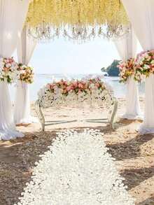 200pcs/Pack White Artificial Flower Petals, Suitable For Wedding Decoration, Romantic Proposal, Realistic Rose Petals And Wedding Accessories - Multicolor - View 7