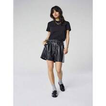 Pantalones Cortos de Piel sinttica para Mujer ONLHEIDI Cintura Media Corte Normal Pantalones Cortos de Cuero sinttico - M + negro - Ver 4