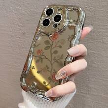【おしゃれローズ柄】 17 Pro Max/16 Pro/15 Plus/14/13/12/11 対応 電鍍防摔ケース スタイリッシュ花柄デザイン 衝撃吸収 スクラッチ防止 高級感フィット 携帯保護 可愛いファッションアクセサリー 女性向け スマホカ - シルバー - チェックする 4