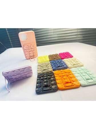 防滑免提彩色硅胶支架吸盘手机壳双面吸盘手机壳支架桌面懒人支架兼容 、Android 手机，生日、家人、朋友礼物手机支架手机配件