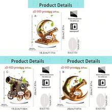 1/3 Stücke Boho Tischdekoration, Goldener Halbmond & Kanonen Design, 2D Arabische Statue, wasserfest mit Basis, geeignet für Wohnzimmer, Schlafzimmer, Büro, Islamische Muslimische Party Dekoration - Verschiedenfarbig - Übersicht 4