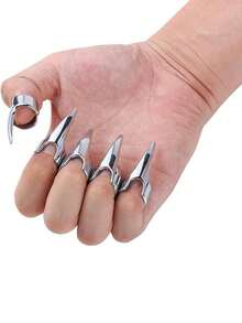 1/5件装背部挠痒器指甲套，不锈钢光滑梳理按摩梳，男女通用背部挠痒工具，宠物指甲护理，毛发分缝环