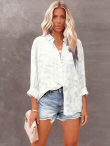 Women's Spring And Autumn Clothing, Elegant Long-Sleeved Collared Special Jacquard Women's Shirts, Business Casual Women's Tops, Elegant Shirts Suitable For Parties - White - View 11