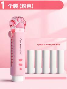 4pcs Retractable Erasers, Cat Paw Shaped, Suitable For Students, Office, Learning Supplies - one-size - View 7