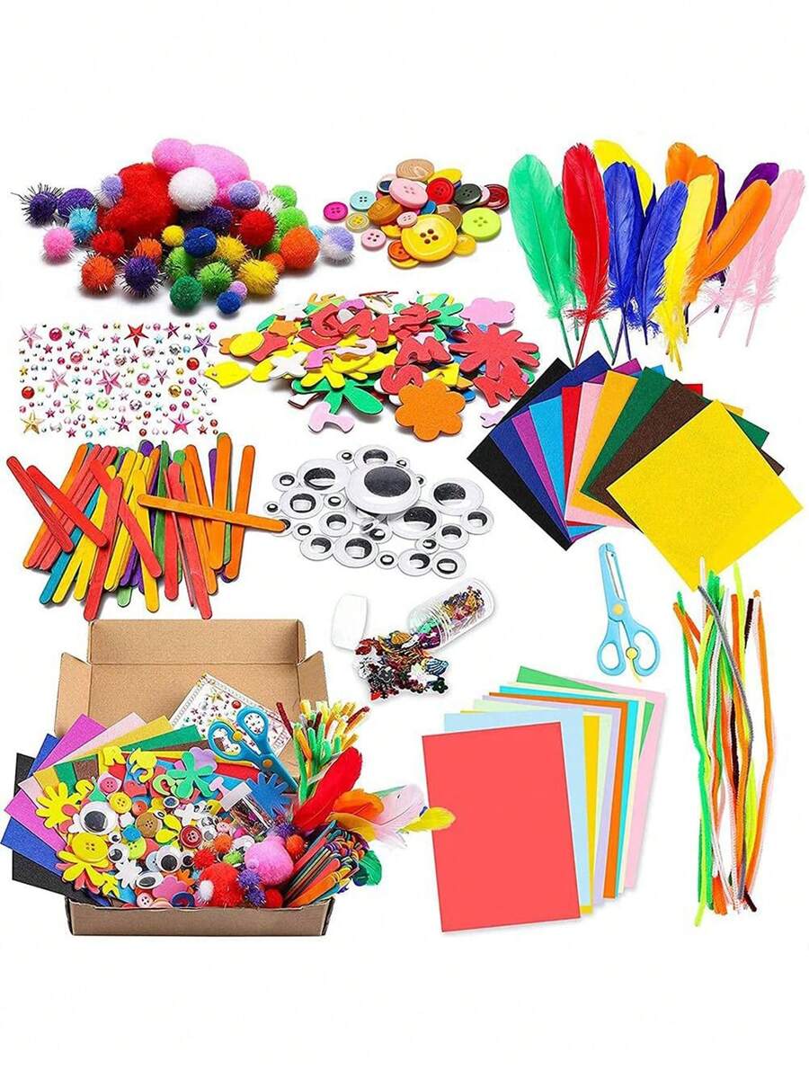 早教玩具,手工拼图玩具材料包,创意DIY玩具套装,手工工艺礼品套装,毛根,棉球,眼睛 - 卡其色 - 查看 1