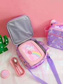 Insulated Lunch Bag - Large Capacity Thermal Tote With Zipper Closure, Cute Pastel Colors (Pink, Yellow, Purple, Floral, Animal, Music Designs) - Non-Food Contact Bag For Girl, School, Office, Travel - Easy-Clean Polyester Handbag