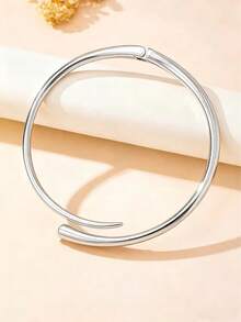 1件简约几何设计弹簧颈链，时尚独特，适合女性日常佩戴，生日礼物 - 銀色 - 查看 6