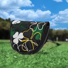 Black Floral Pattern Golf Club Head Cover, PU Material, Dust-Proof And Wear-Resistant, Embroidered Design, The Best Choice For Protecting Your Golf Clubs. - Black - View 3