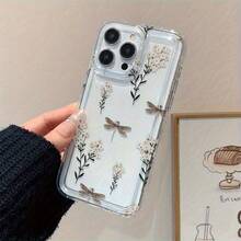 Funda de Teléfono Impresa Una Funda Minimalista de Libélula Floral, Compatible con los Modelos de  11, 12, 13, 14, 15 Pro Max, 12 Pro Max, 13 Pro Max, 14 Pro Max, 16 Plus, XR, 15, 15 Pro, 16, 16 Pro, 16 Pro Max, 17, 17 Pro, 17 Air, y 17 Pro Max. No amarillea y es a prueba de golpes. - 1 pieza - Ver 2