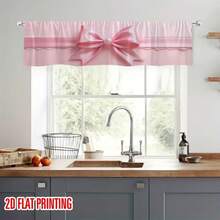 1pc Pink Bow Lace Design Valance Curtain - 2D Flat Printing, Easy To Install, Semi-Sheer Polyester, Rod Pocket, Perfect For Bedroom, Kitchen, Living Room & Office Decor, Party, Room Decoration, Curtains For Living Room ZXL - 款式5 - 查看 5