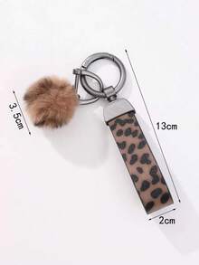 Cute Pompom Charm Keychain With Leopard Wristlet Car Accessories Bag Charm School Goth Y2k - Nhiều màu - Xem 4