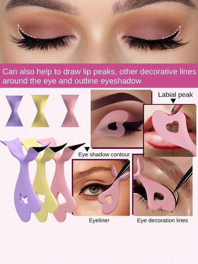 1 Set (3pcs) Multi-Color Silicone Eyeliner Stamp Applicator, Multifunctional Eyeliner Stamp Makeup Tool, Beginner Makeup Tool