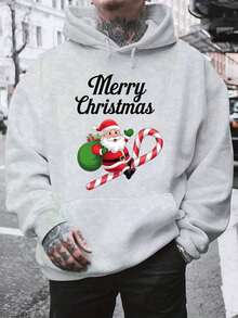 Sudadera con capucha con cordón y estampado de letras para hombre, para otoño - Gris - Ver 1