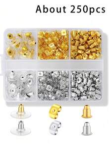 12 Styles Silicone Earring Backs, Clear Plastic Earrings Metal Rubber Silicone Earring Backs Bullet Clutch Stoppers Replacement Kits For Fish Hook Earring Studs Hoops - Earring Backs - View 17