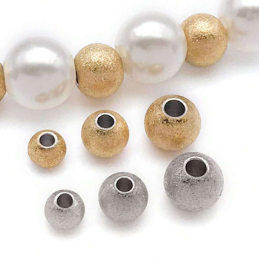 10pcs Stainless Steel Beads Textured Metal Spacer Round Tiny Stardust Frosted Matt Sparkle Glitter Ball Bead For DIY Bracelets Jewelry Making Crafts Supplies