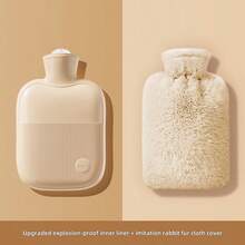 1pc 500ml/1000ml/2000ml Water Filling PVC Hot Water Bottle, Anti-Explosion With Cute Plush Cover