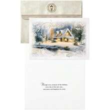 Hallmark Thomas Kinkade - Surtido de tarjetas de Navidad en caja, casas nevadas (40 tarjetas con sobres y sellos de aluminio)(Thomas Kinkade, Paz) - Multicolor - Ver 3
