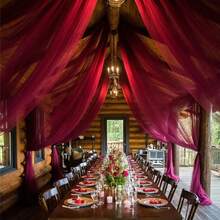 1 Piece, A Romantic And Festive Deep Red Christmas Background Christmas Tree Decoration Pendant. Wine Red Wedding Arch Curtain Ceiling Hanging Gauze, Durable Polyester. It Is Very Suitable For Weddings, Christmas Tree Scarves - Deep Red - View 3