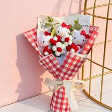 Handmade Flower Bouquet,  Knitted Floral Bouquet, Cute Handheld Flower Bouquet For Valentine's Day,  Delicate Desktop Decor, Anniversary, Graduation, Birthday Gift - Multicolor - View 7