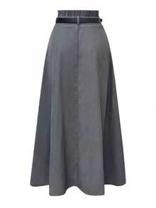 Falda larga con presilla para cinturón de talla grande EARO, falda maxi de cintura elástica y corte holgado, elegante y estilizadora