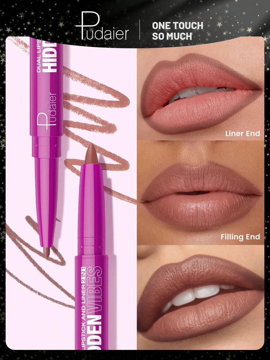 Pudaier Matte Double-Water And Sweat Resistant, Multi-Functional.Ended Lip Liner - Long-Lasting Silky, Rotating Design, Non-Clumping And Non-Drying. - #06 - View 1