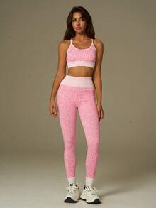 UONNOU مجموعة ملابس رياضية للنساء تتكون من 2 قطعة: حمالة صدر رياضية + بنطلون ضاغط، من قماش ناعم مصنوع من النايلون بطبعة نمر وردي، مناسبة للاستخدام اليومي والرياضة والجيم والرقص والأنشطة الخارجية والحفلات والعطلات، تشكيلة أنيقة للملابس الرياضية لجميع المواسم - متعدد الألوان - مشاهدة 12