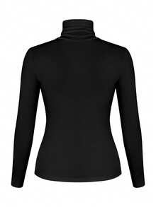 Women Turtleneck Pullover Top High Neck Long Sleeve Thermal Shirts T-Shirt Ladies Baselayer Winter Warmer Basic Top Slim Fit Underwear Undershirts Base Layer Stretch - Black - View 11