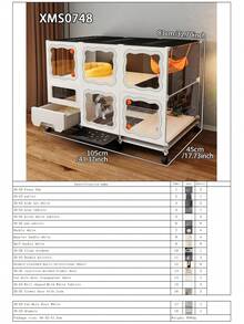 室内猫屋带猫砂盆，猫笼，猫公寓，小型猫柜，带抽屉式猫砂盆的猫舍 - 彩色 - 查看 16