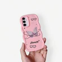 1个可爱粉色蝴蝶结爱心装饰创意时尚星波纹纹理手机壳,兼容三星/红米/苹果/Infinix/HOT/SMART/OPPO/RENO/Realme/vivo/荣耀/90Lite - 粉色 - 查看 7