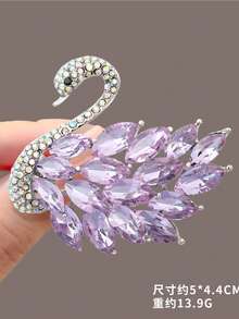 yijiangbeiting 1pc Vintage European Style Swan Crystal Brooch Pins, Unique Design Women Animal Lapel Pin, Versatile Fashion Accessory - Multicolor - View 17