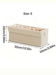 1 pieza Caja de almacenamiento de ropa con cubierta de tela beige, organizador de armario con ventana transparente y plegable, contenedor de almacenamiento de estilo de cajón para el hogar para jeans - Beige con tapa - Ver 8