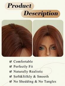 NICKY WALL 26英寸长橙红色卷曲合成假发，优雅蓬松波浪假发，带刘海，高密度全机织耐热纤维，时尚假发，适合女孩日常、派对、角色扮演等场合。 - 紅色 - 查看 8