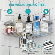 Corner Shower Caddy 2 - Pack, No Drilling Shower Organizer Corner Shelf Bathroom Tub, Stainless Steel Shower Caddy Bathroom KitchenSilver - Silver + 2 Pack - View 3