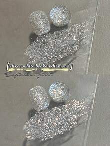 MISS SHAKA 10毫升Y2K指甲闪粉凝胶指甲油，超闪亮铂金亮片，高端潮流反光水钻美甲用品，圣诞美甲 - 彩色 - 查看 5