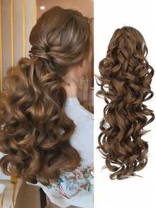 16Inch Ponytail Extension Layered Pony Tail Clip On Hair Extension Soft Wavy Claw Clip In Ponytail Extension, Natural Synthetic Hair Pieces For Women - Multicolor - View 13