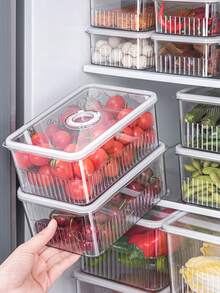 1/3pcs Rectangular Plastic Sealed Storage Boxes With Lids, Suitable For Refrigerator, Market Stall Display And Kitchen, Refrigerator Storage Boxes, Plastic Kitchen Storage Boxes, Sealed Transparent Food Containers, Suitable For Vegetables And Fruits, Suitable For Holiday Parties, Ramadan And Valentine''s Day - Multicolor - View 7