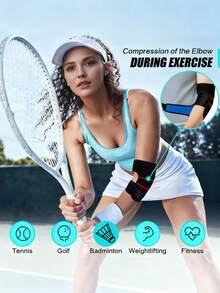 1 Pc-Adjustable Compression Elbow Brace, Two-Way Cross Fixed Elbow Support, Sports Arm Brace For Tennis, Golf, Badminton, Weightlifting, Daily Fitness, Basketball - Black - View 5
