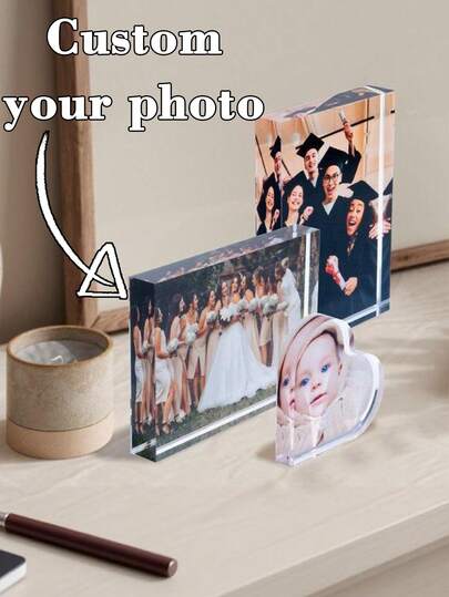 3D Customized Acrylic Photo Brick, Personalized Acrylic Photo Decor, Valentine's Day Gift, Christmas Decoration, Wedding Memento, Print Your Own Photo, Customized Acrylic Gift, Christmas/Wedding/Birthday/Anniversary/Party Gift, Customized Photo/Personalized Gift, Suitable For Boyfriend, Girlfriend, Friends, Family, Pets, Cars/Cartoons/Landscape Photos, Office Desk Decor