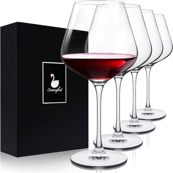Red Wine Glasses Set Of 4, Large Stemmed Wine Glasses 23 Oz, With 2 In 1 Wine Stopper And Pourer, Burgundy Wine Glasses In Box Any Occasionsu2026