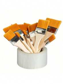 Bộ 1 cọ vẽ nylon chất lượng cao, cọ gỗ dễ vệ sinh, thích hợp cho hội họa, cán gỗ ngắn dùng cho sơn dầu, màu nước, sơn acrylic, vẽ tranh tường, dụng cụ mỹ thuật, lông cọ sợi nhựa cao cấp dùng cho sơn acrylic, sơn dầu, màu nước và vệ sinh thiết bị điện tử. - Nhiều màu - Xem 1