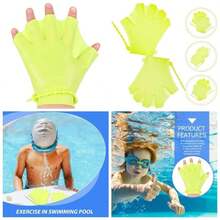 Baluue Guantes De Natacin De Silicona para Entrenamiento De Resistencia En Agua con Correa Ajustable para Fortalecer Msculos Y Mejorar Propulsin En Piscina - inicial - Ver 1