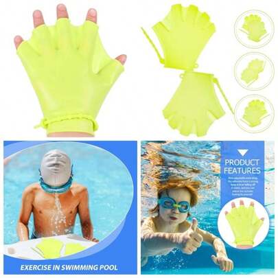 Baluue Guantes De Natacin De Silicona para Entrenamiento De Resistencia En Agua con Correa Ajustable para Fortalecer Msculos Y Mejorar Propulsin En Piscina