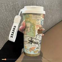 1pc 530ml Vacuum Insulated Water Bottle, 8 Different Stylish Designs. Modern, Charming And Cute Patterns Including Girl In Purple Dress, Purple Butterfly, Silhouette, Cat, Rabbit, Dog, Cat Person And Pink Fabric. Suitable For Festivals, Personalized Occasions, Outdoor Sports, Camping, Walking, Playing Sports, And Home/Office Use. - Multicolor - View 4