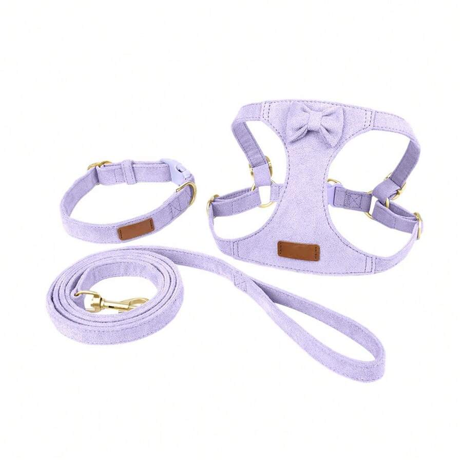 No Pull Dog Harness And Leash Set, Soft Padded Small Dog Harness, Neck Chest Adjustable Vest Puppy Harness With 4.92ft Dog Leash For Small Dogs - Màu tím - Xem 1