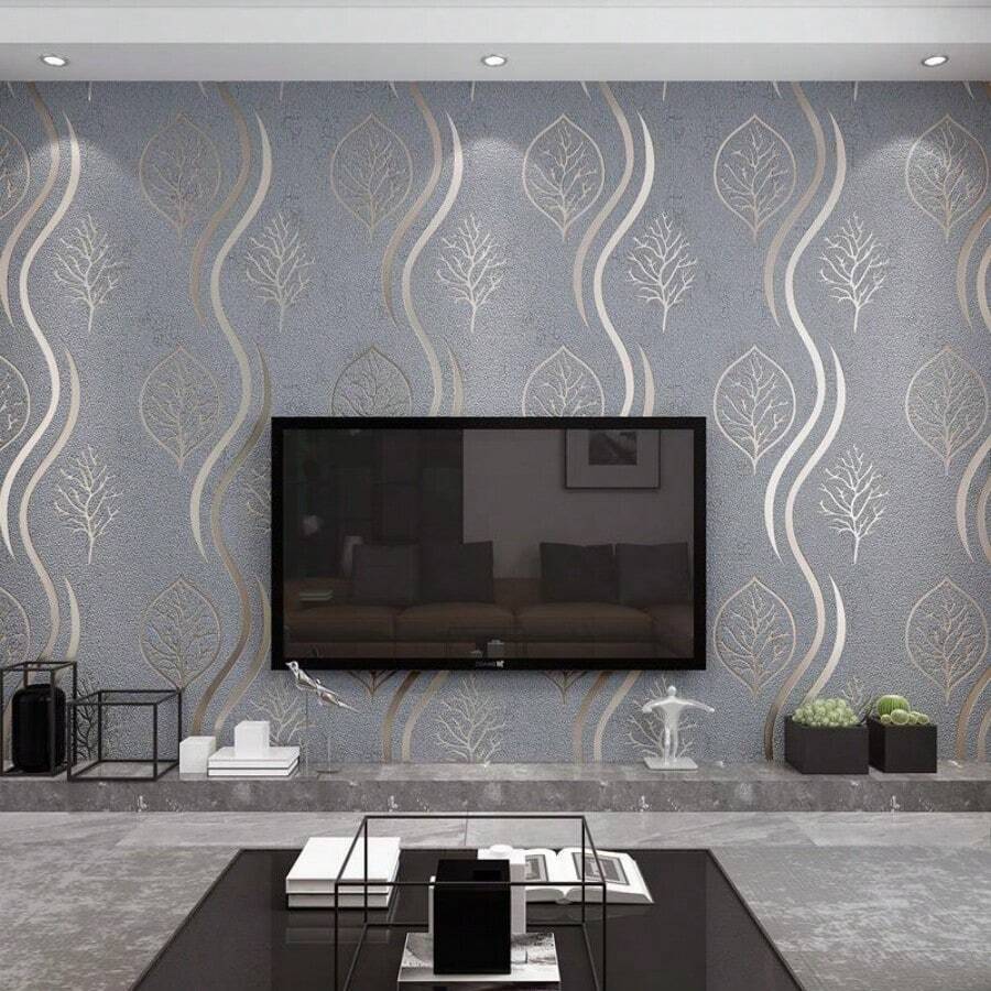 1pc 3D Wave Pattern Wallpaper, European Style Home Decor Wallpaper, Bedroom Wall Decoration, TV Background Wall Sticker