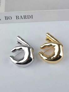 1 件复古 OK 手势胸针情侣个性别针胸花金属抛光表面优质感觉服装配饰日常服装搭配礼服配饰衣服别针包饰学校办公室配饰衬衫夹克珠宝圣诞节万圣节衣服别针有趣可爱教师礼物 - 銀色 - 查看 2