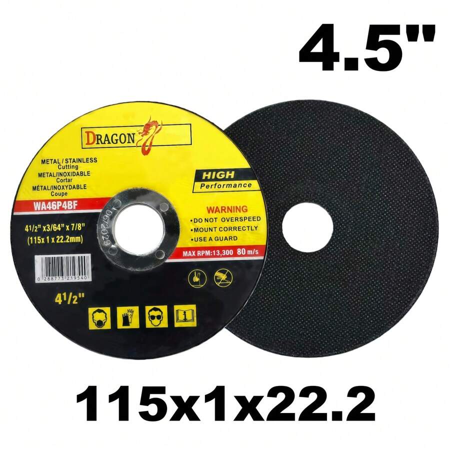 10片/50片 4.5英寸 115x1x22.2毫米 金属不锈钢抛光盘，超薄双网树脂砂轮 - 黃色 - 查看 1