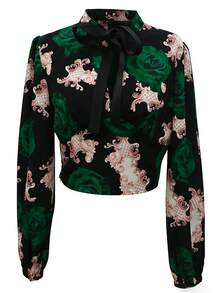 Ditsy Floral Long Sleeve Blouse, Fashionable For Commuting Vacation Spring - Multicolor - View 7