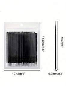 500pcs Disposable Micro Eyelash Brushes, One-Time Use Eyelash Wands For Eyelash Extension, Nail Polish, Lip Makeup, Black - Black - View 2