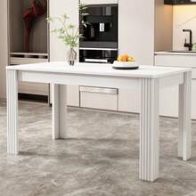 Esszimmertisch, Zeitgemäßer Esstisch, Robuster Esstisch, Tisch mit vier Beinen,Eichenholztisch, Rechteckiger Esstisch, Kaffee-Freizeittisch, Modern einfacher Esstisch, Beton-Optik[OLD SKU:WF312300AAB] - Blanc - Voir 10